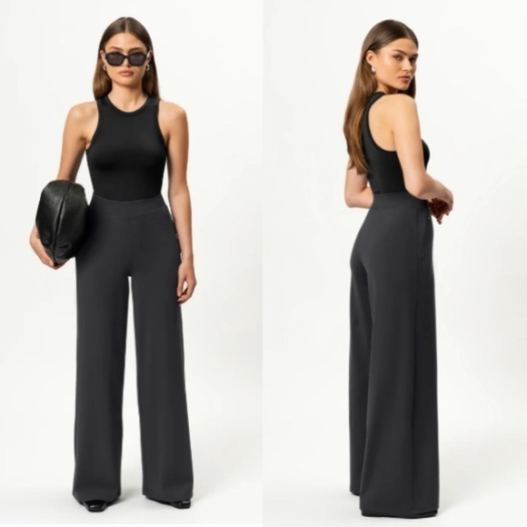 Ninepine Asana Wide Pant in Dark Gray - Picture 1 of 5